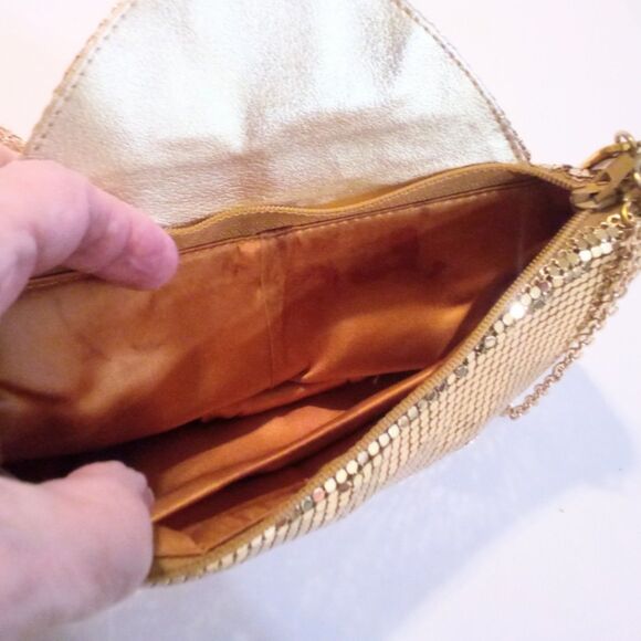 Vintage Gold Metal Mesh Evening Clutch Shoulder Bag - Picture 7 of 8